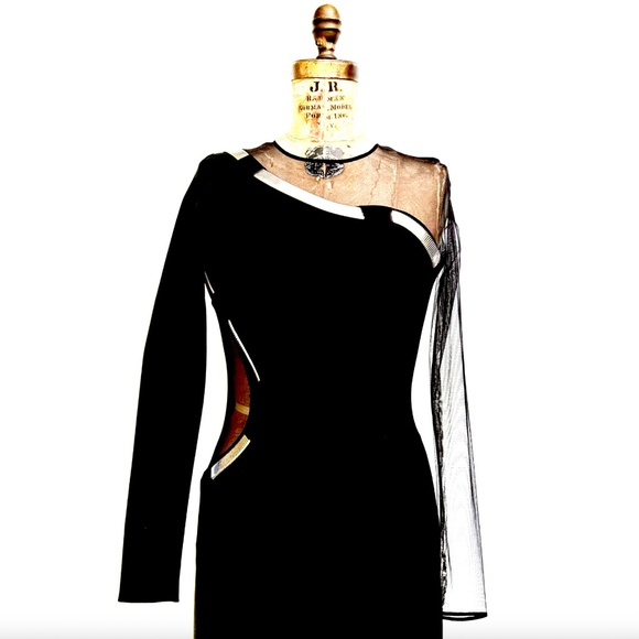 Mugler Runway Black Chain Link Cut-Out Sheet Dress - Picture 8 of 16